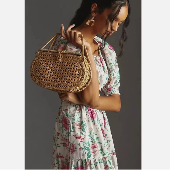 Anthropologie Somerset Maxi Dress M Pink Floral Smocked Puff Cottagecore Boho - Picture 8 of 9